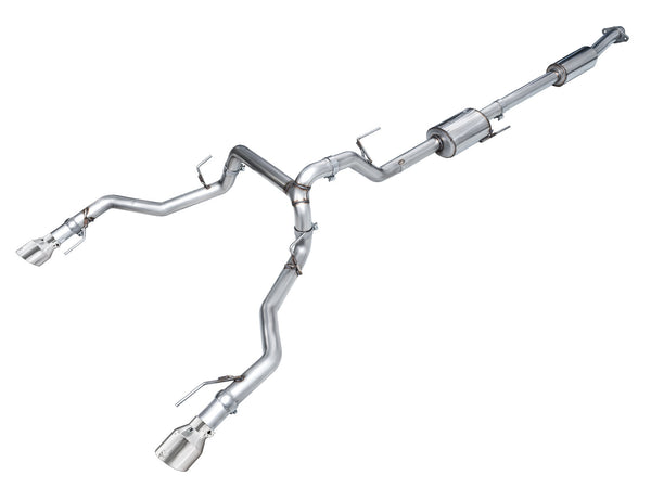 AWE Tuning 2021+ Ford F150 Tremor w/ Bumper Cutouts 0FG Resonated Catback w/ Chrome Silver Tips - 3015-32402 for 2021-2026 Fo