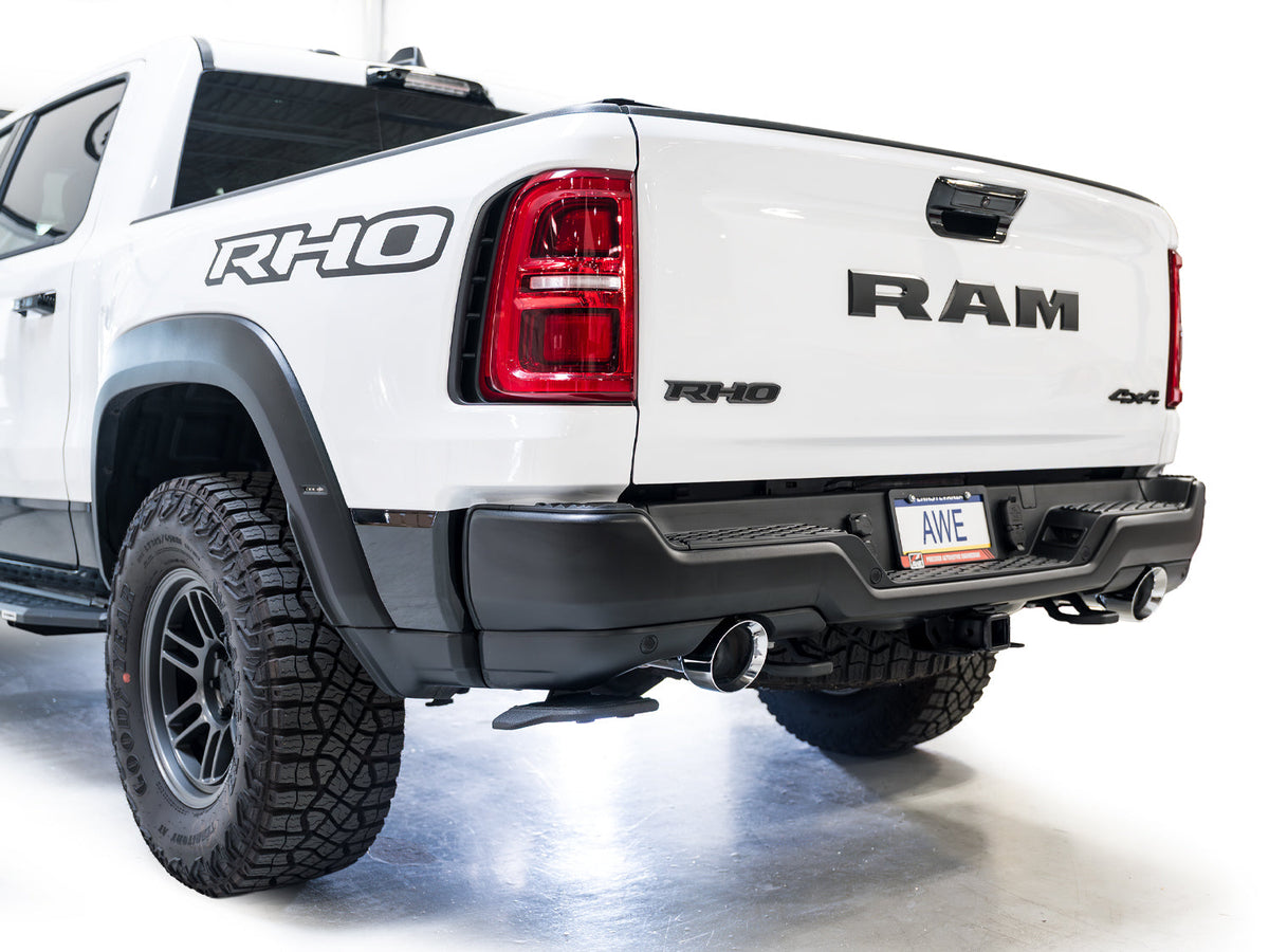 AWE Tuning 2025+ RAM 1500 RHO 3.0 I6 TT 0FG Dual Rear Exit Catback Exhaust - Chrome Silver Tips - 3015-32630