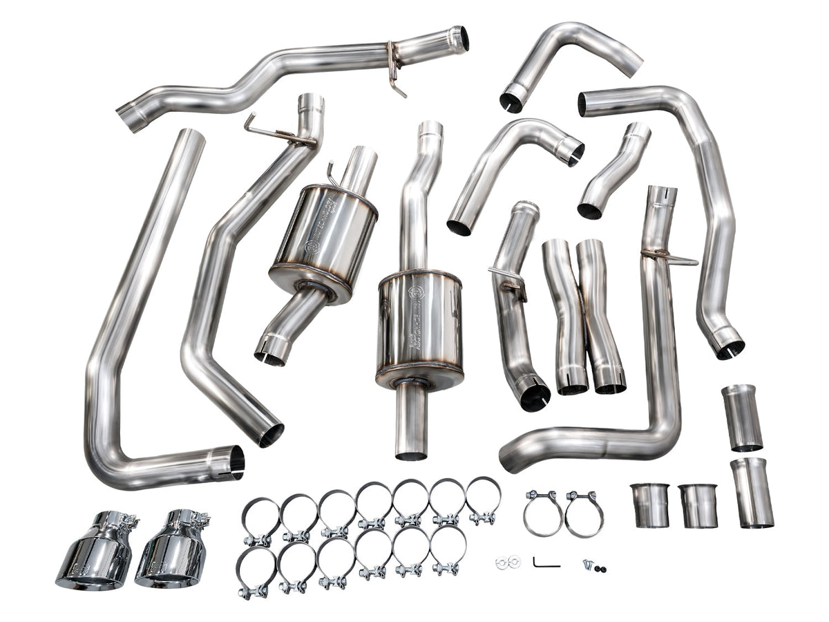 AWE Tuning 2025+ RAM 1500 RHO 3.0 I6 TT 0FG Dual Rear Exit Catback Exhaust - Chrome Silver Tips - 3015-32630