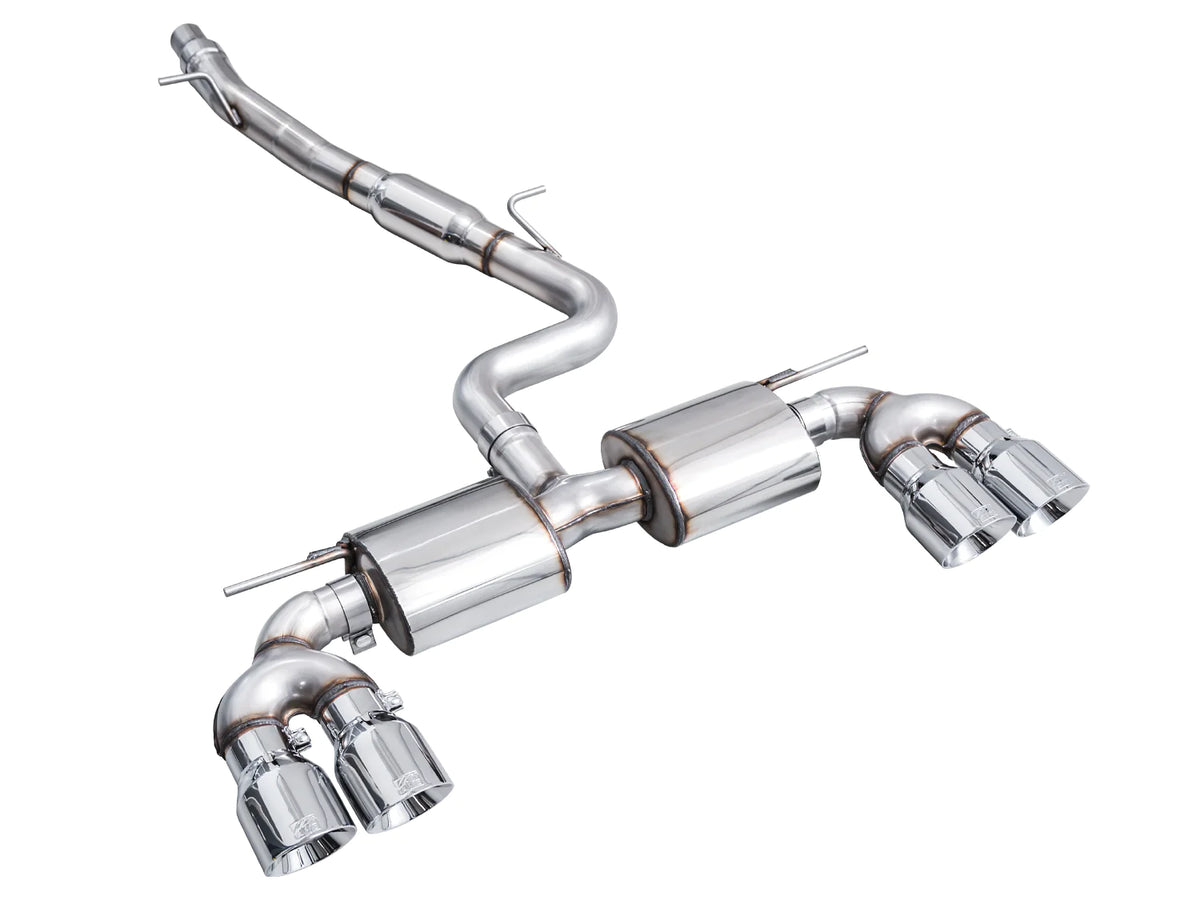 AWE MK8 Volkswagen Golf R 3in Touring Edition Quad Exhaust - Chrome Silver Tips