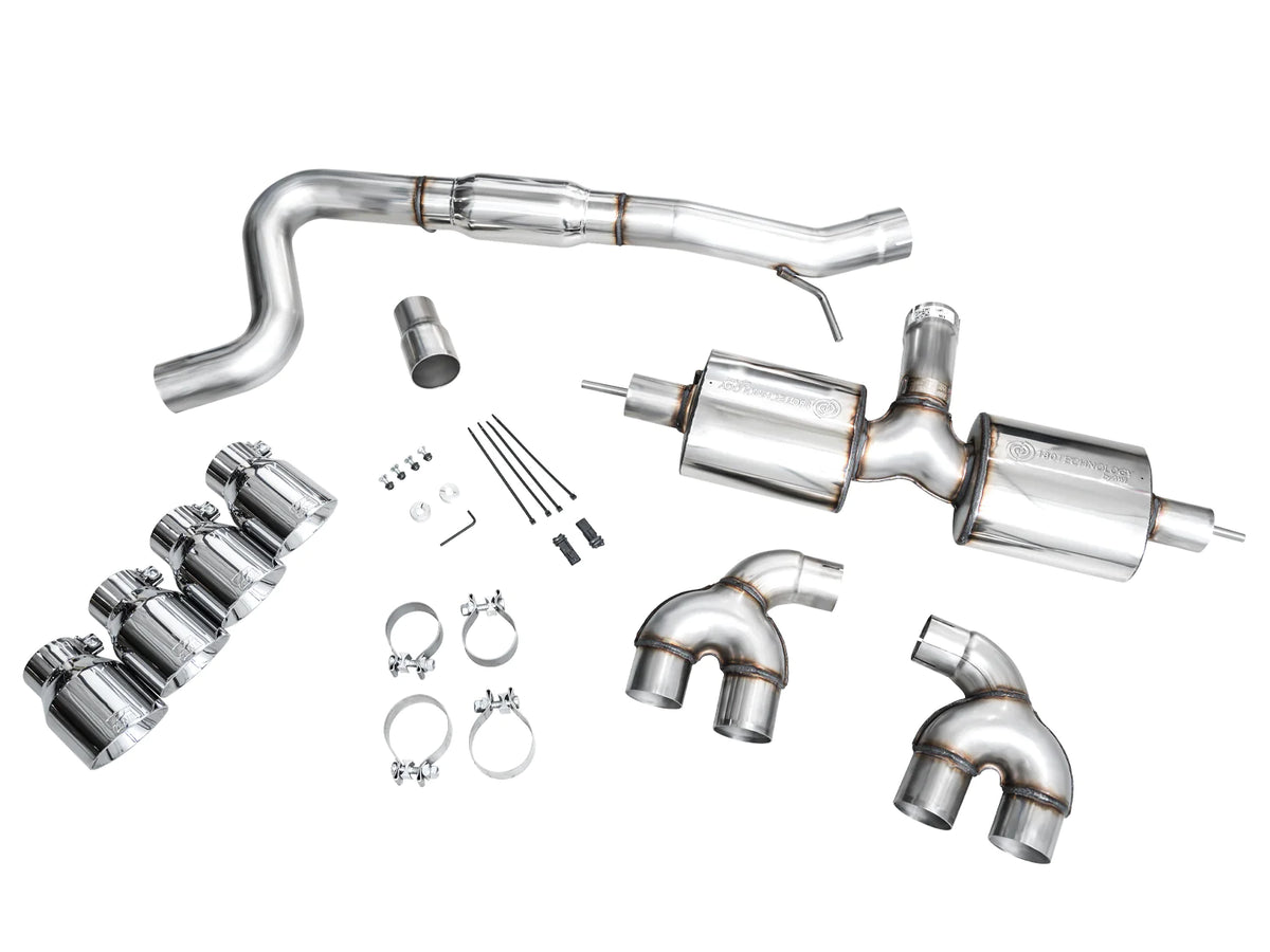 AWE MK8 Volkswagen Golf R 3in Touring Edition Quad Exhaust - Chrome Silver Tips