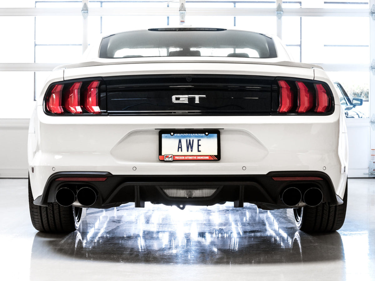 AWE 18-23 S550 Mustang GT SwitchPath Exhaust - Diamond Black Tips - 3025-43550