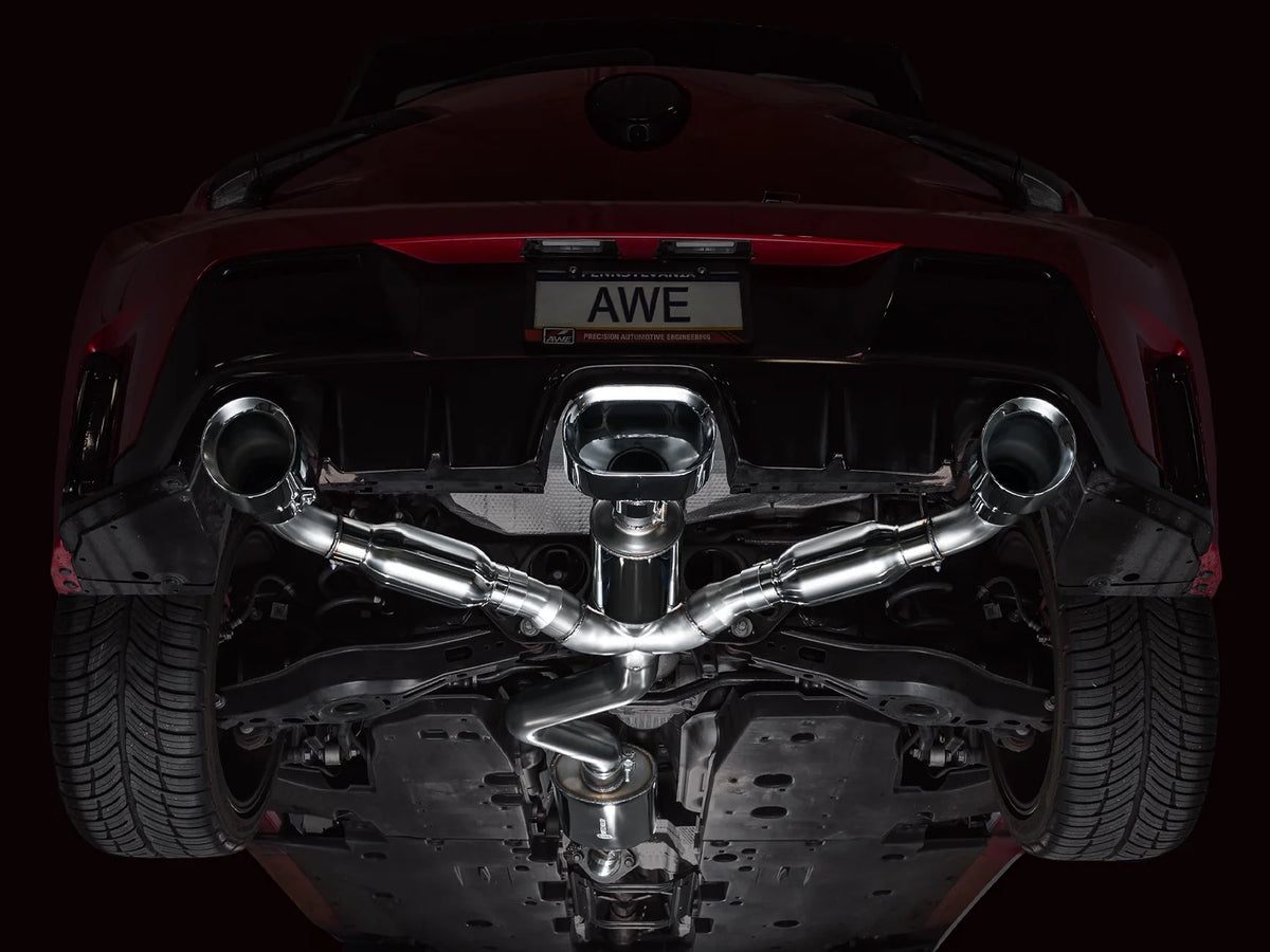 AWE 23-24 Toyota GR Corolla Touring Edition Catback Exhaust - Chrome Silver Tips - 3015-52472