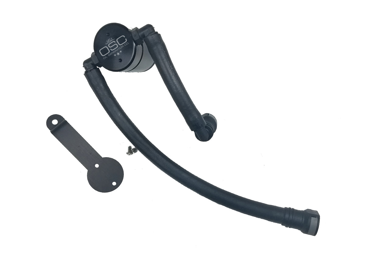 J&L 05-10 Ford Mustang V6 Passenger Side Oil Separator 3.0 - Black Anodized - 3017P-B