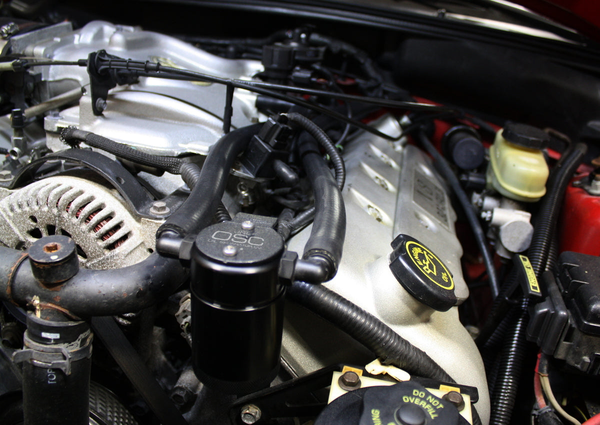 J&L 99-04 Ford Mustang SVT Cobra Driver Side Oil Separator 3.0 - Black Anodized - 3018D-B