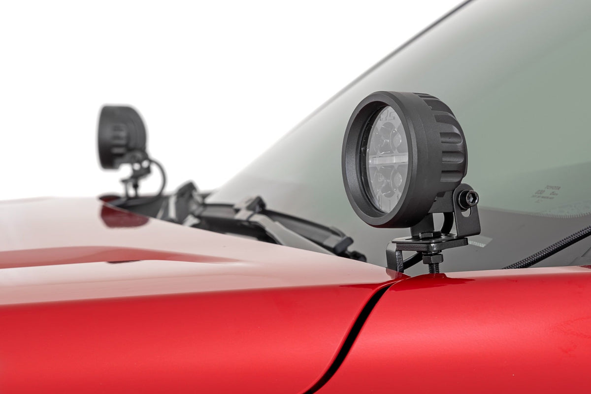 Rough Country - LED Light Kit - Ditch Mount - Black Series Round - 3.5 Inch - Amber DRL - Toyota Tacoma (24-25) - 72106 for 2