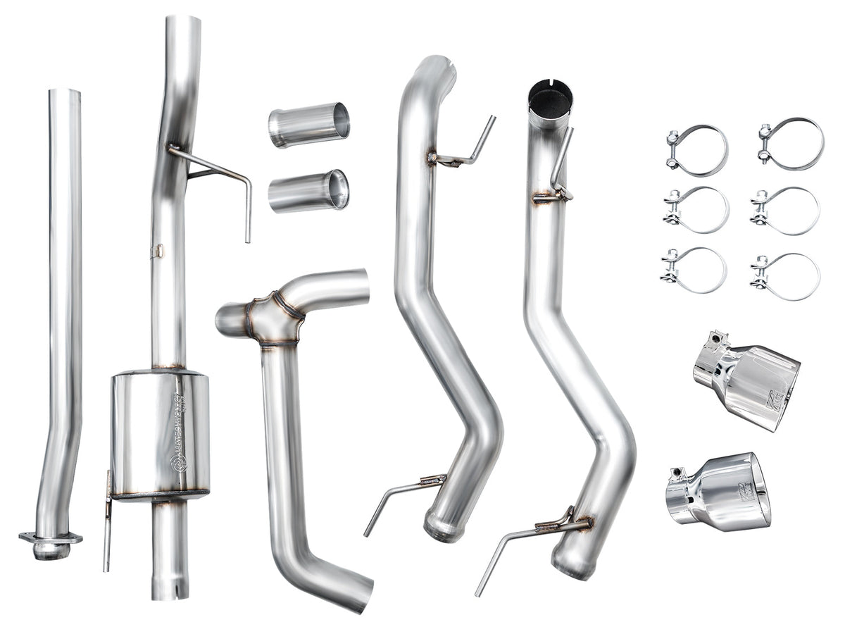 AWE Tuning 2021+ Ford F150 Tremor w/ Bumper Cutouts 0FG Non-Resonated Catback w/ Chrome Silver Tips - 3020-32402