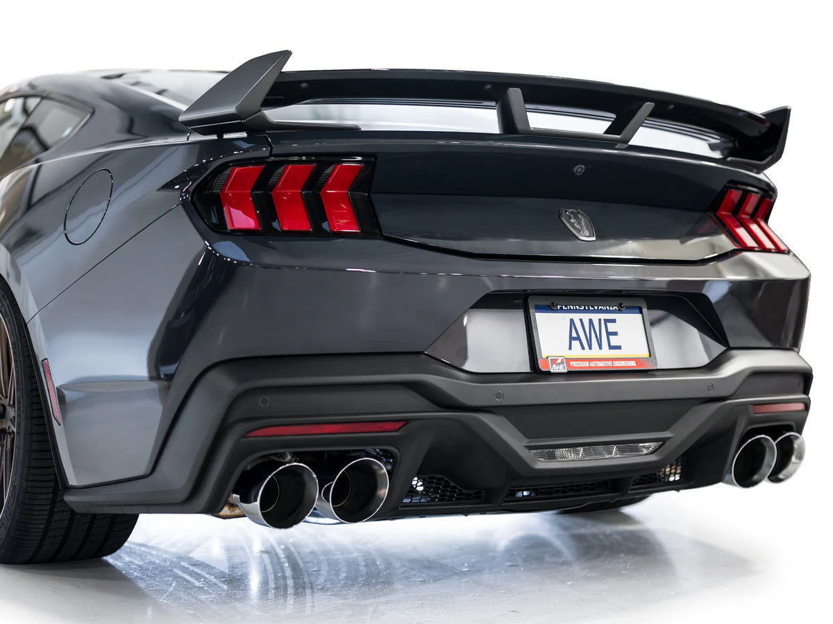 AWE 2024 Ford Mustang Dark Horse S650 RWD Track Edition Catback Exhaust w/ Quad Chrome Silver Tips