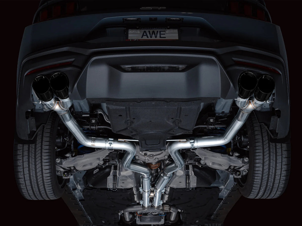 AWE 2024 Ford Mustang GT Fastback S650 RWD Track Edition Catback Exhaust w/ Quad Diamond Black Tips