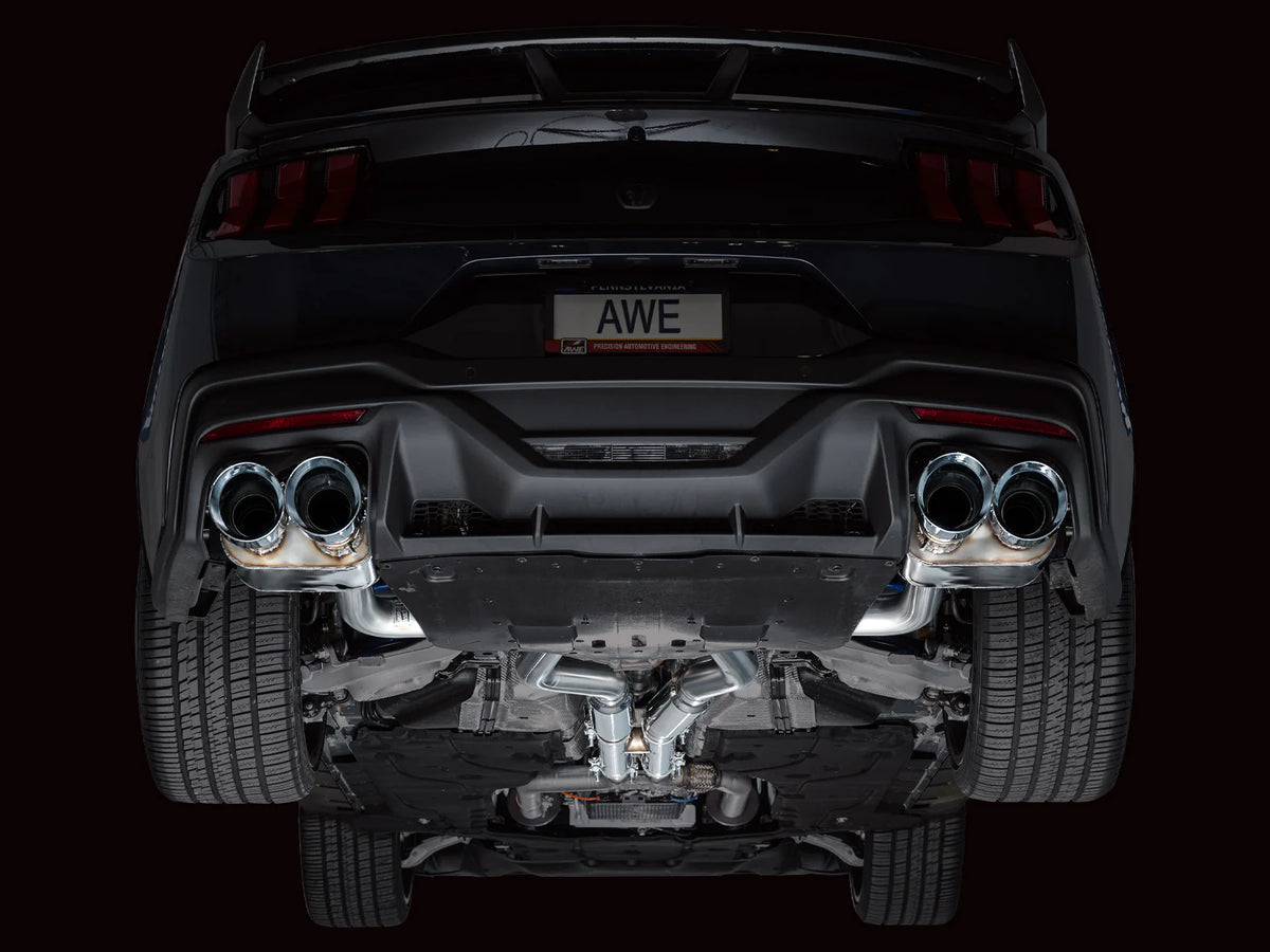 AWE 2024 Ford Mustang Dark Horse S650 RWD SwitchPath Catback Exhaust w/ Quad Chrome Silver Tips