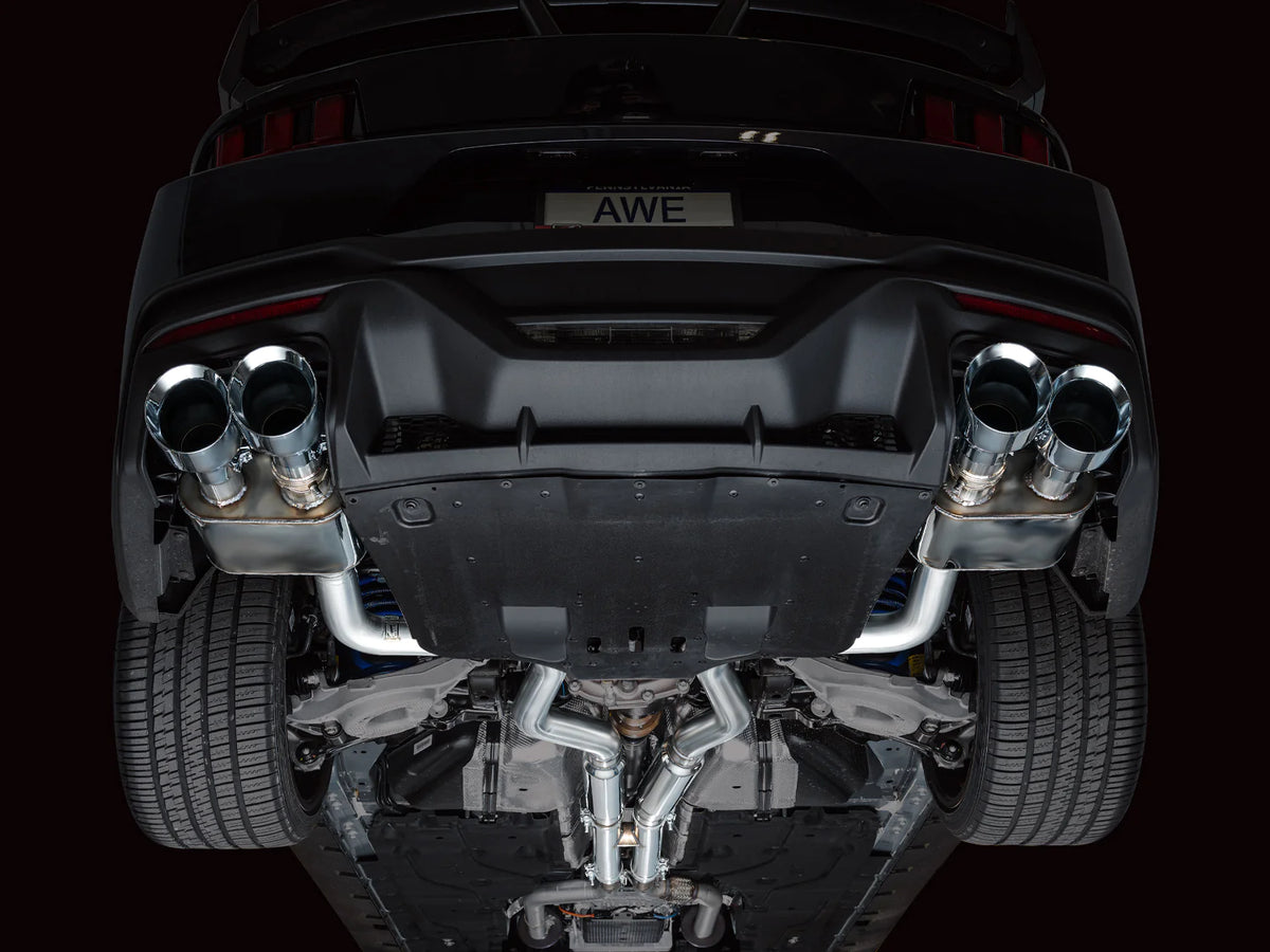 AWE 2024 Ford Mustang Dark Horse S650 RWD SwitchPath Catback Exhaust w/ Quad Chrome Silver Tips