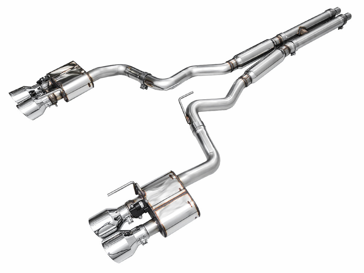 AWE Tuning 21-23 Ford Mustang Mach 1 SwitchPath Cat Back Exhaust w/ Quad Chrome Silver Tips - 3025-42551