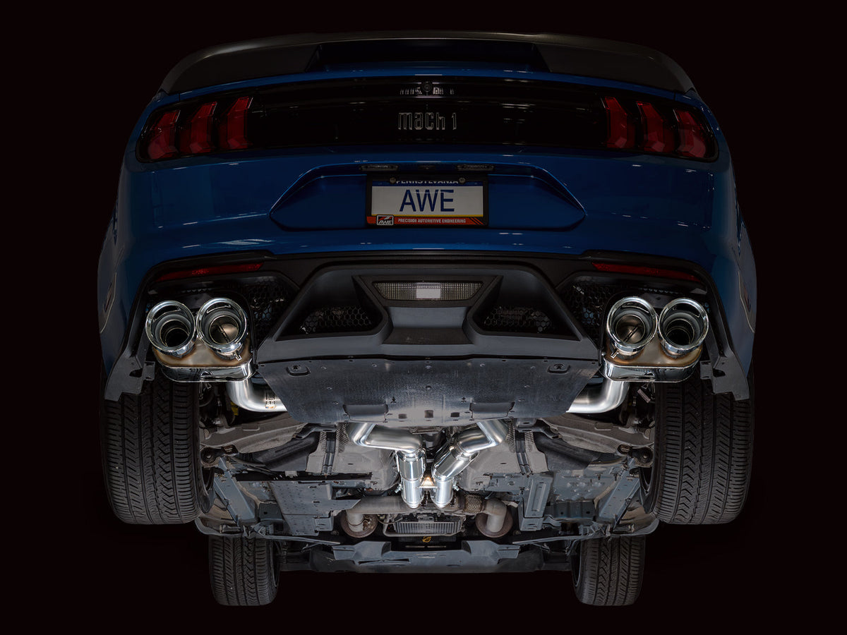 AWE Tuning 21-23 Ford Mustang Mach 1 SwitchPath Cat Back Exhaust w/ Quad Chrome Silver Tips - 3025-42551