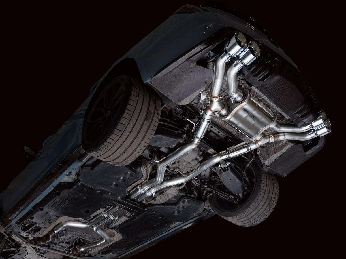 AWE 22-26 Cadillac CT5-V Blackwing SwitchPath Exhaust - Chrome Silver Tips - 3025-42562 for 2022-2026 Cadillac CT5 - rear vie