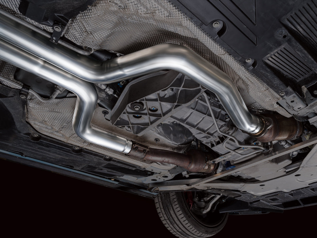 AWE 22-26 Cadillac CT5-V Blackwing SwitchPath Exhaust - Chrome Silver Tips - 3025-42562 for 2022-2026 Cadillac CT5 - front vi