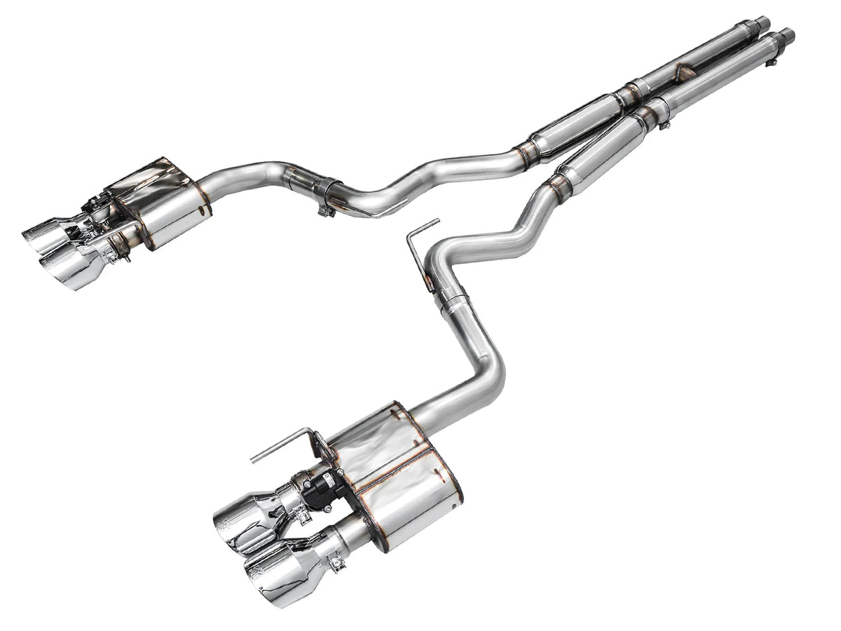 AWE 2024 Ford Mustang Dark Horse S650 RWD SwitchPath Catback Exhaust w/ Quad Chrome Silver Tips