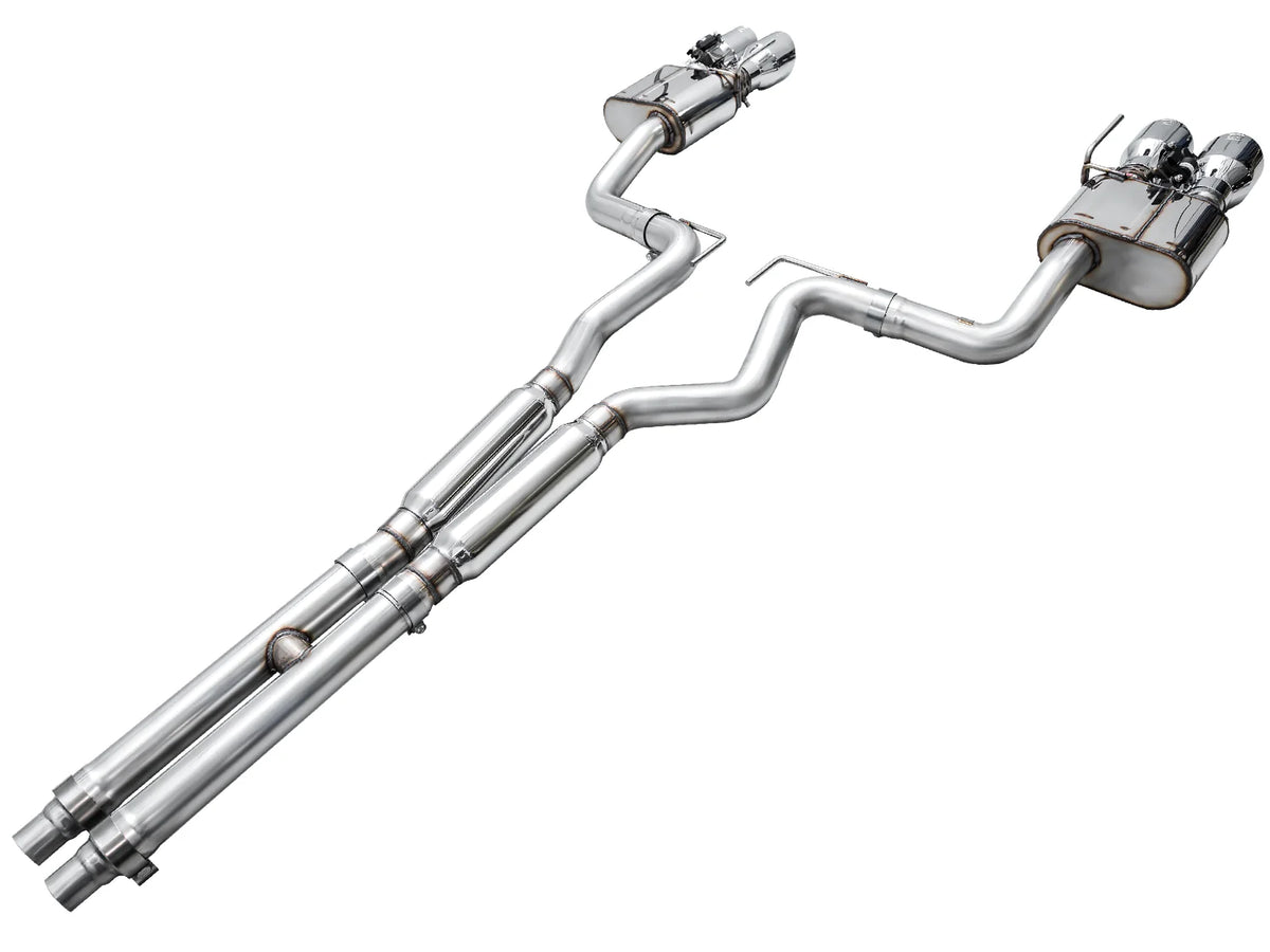 AWE 2024 Ford Mustang Dark Horse S650 RWD SwitchPath Catback Exhaust w/ Quad Chrome Silver Tips