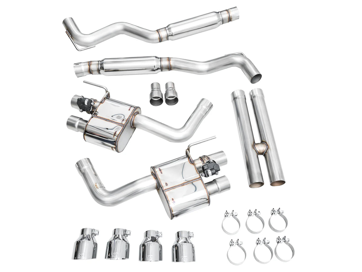 AWE 2024 Ford Mustang Dark Horse S650 RWD SwitchPath Catback Exhaust w/ Quad Chrome Silver Tips