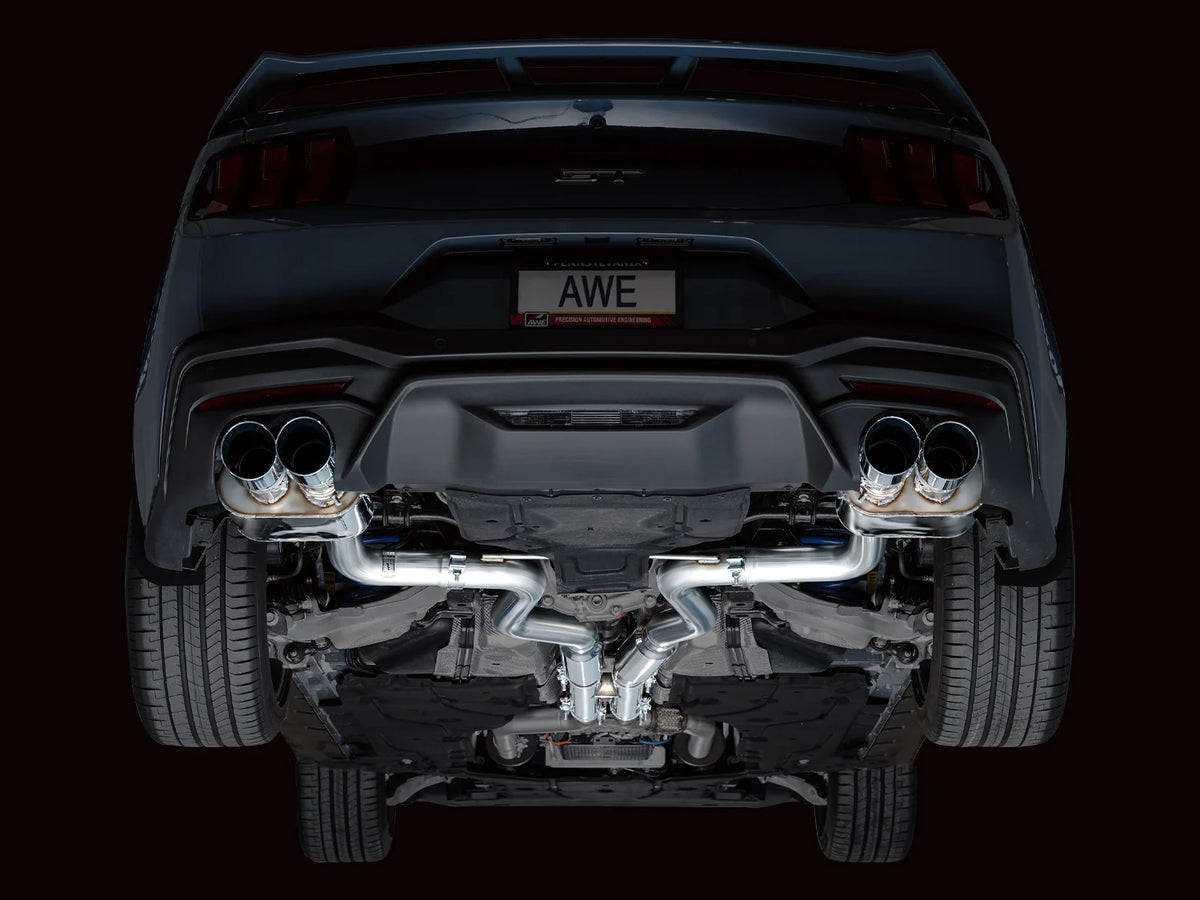 AWE 2024 Ford Mustang GT Fastback S650 RWD SwitchPath Catback Exhaust w/ Quad Chrome Silver Tips