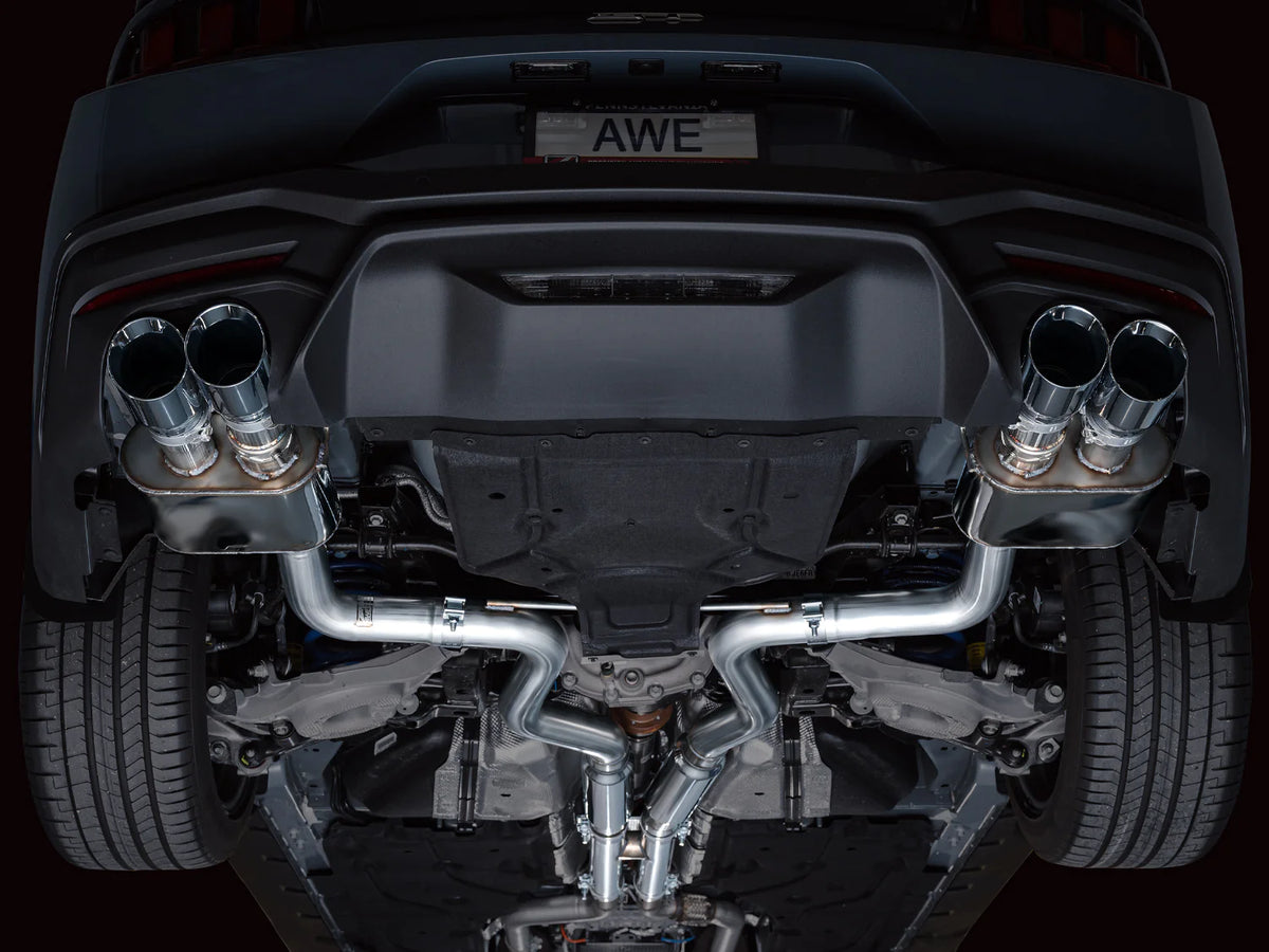 AWE 2024 Ford Mustang GT Fastback S650 RWD SwitchPath Catback Exhaust w/ Quad Chrome Silver Tips