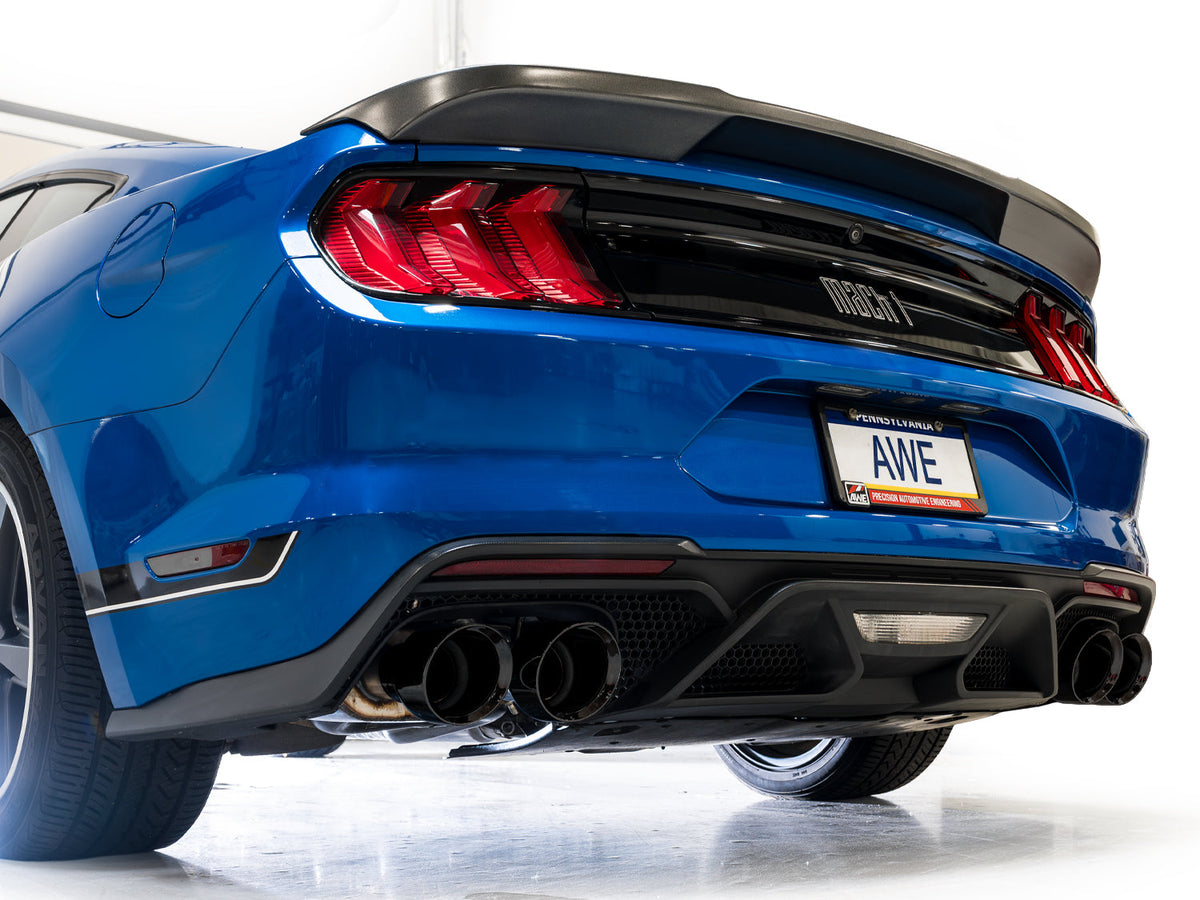 AWE Tuning 21-23 Ford Mustang Mach 1 SwitchPath Cat Back Exhaust w/ Quad Diamond Black Tips - 3025-43551