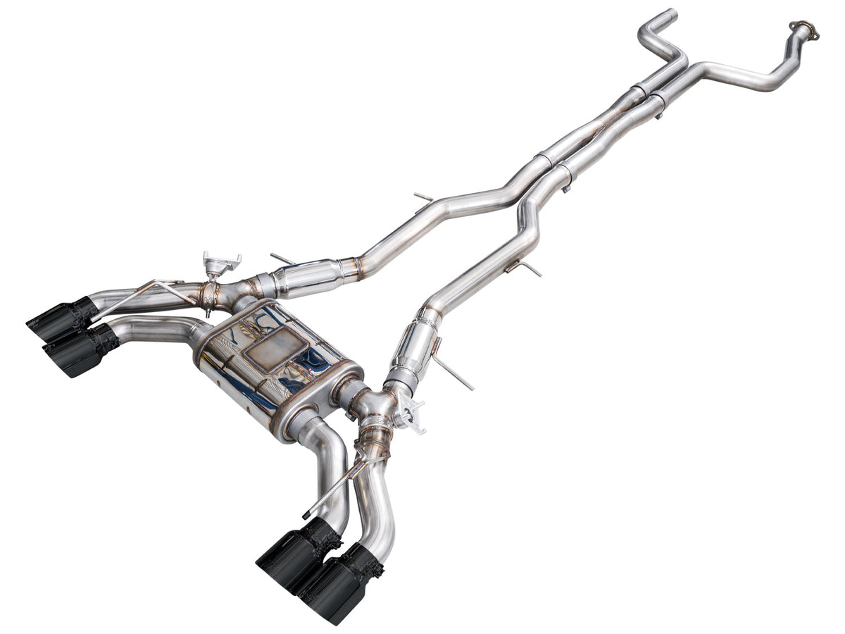 AWE 22-26 Cadillac CT5-V Blackwing SwitchPath Exhaust - Diamond Black Tips - 3025-43562 for 2022-2026 Cadillac CT5 - front vi