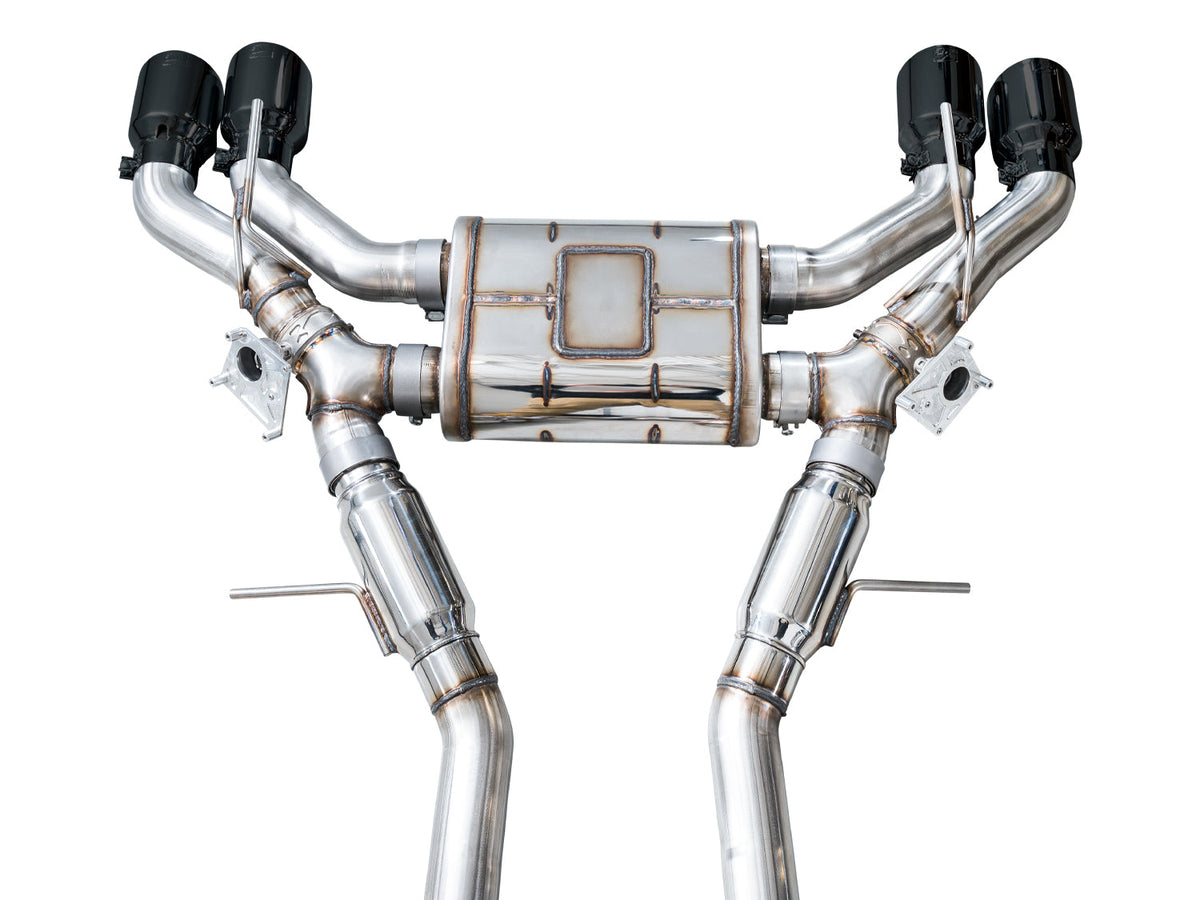 AWE 22-26 Cadillac CT5-V Blackwing SwitchPath Exhaust - Diamond Black Tips - 3025-43562 for 2022-2026 Cadillac CT5 - side vie