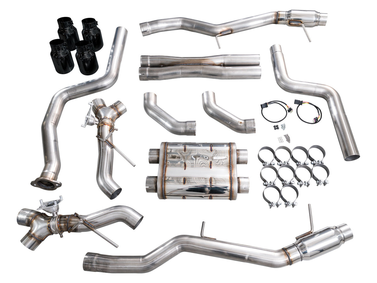 AWE 22-26 Cadillac CT5-V Blackwing SwitchPath Exhaust - Diamond Black Tips - 3025-43562 for 2022-2026 Cadillac CT5 - package 