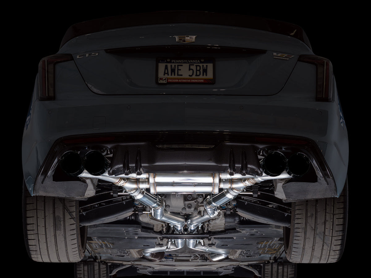 AWE 22-26 Cadillac CT5-V Blackwing SwitchPath Exhaust - Diamond Black Tips - 3025-43562 for 2022-2026 Cadillac CT5 - addition