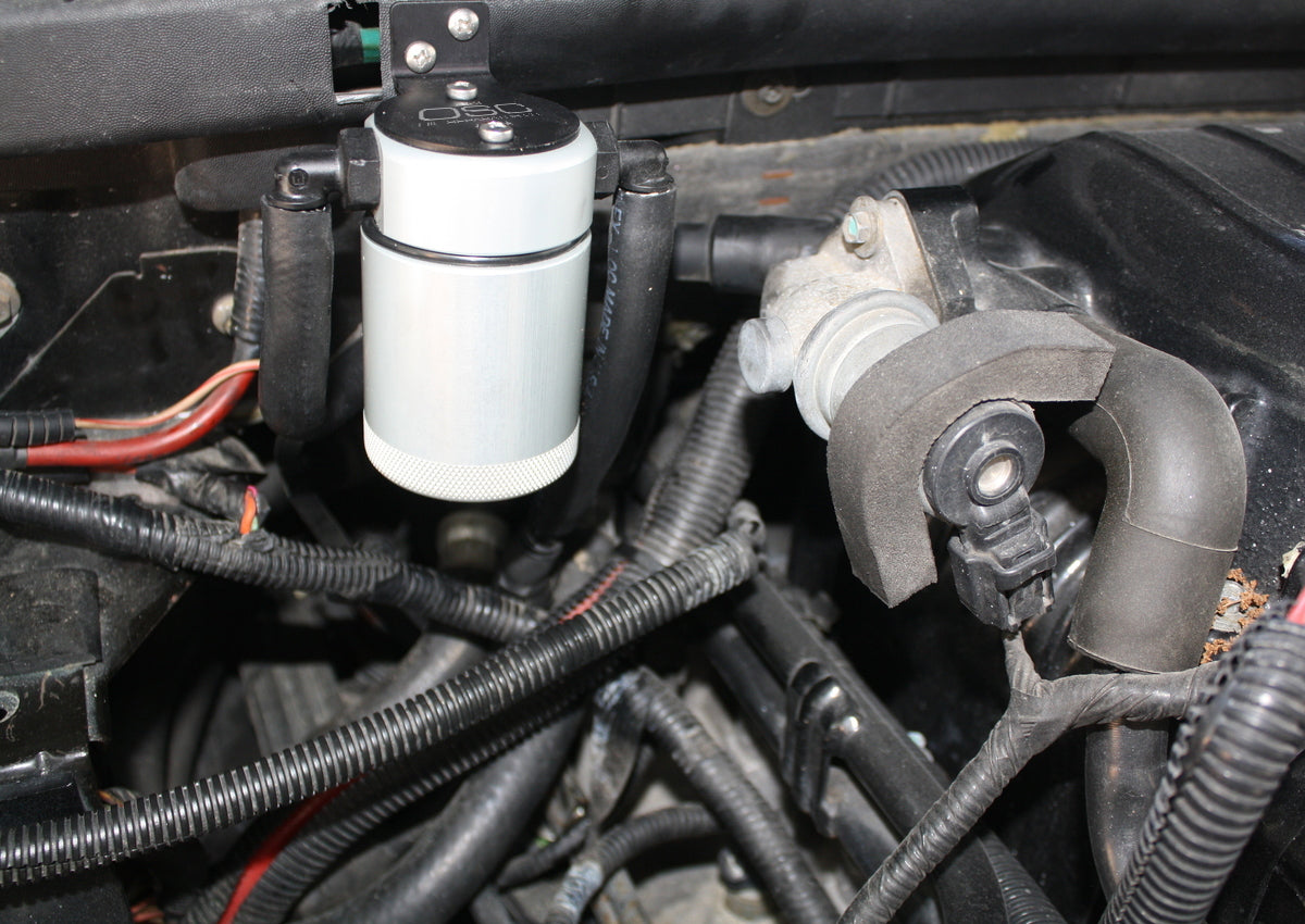 J&L 99-04 Ford Lightning Passenger Side Oil Separator 3.0 - Clear Anodized - 3027P-C