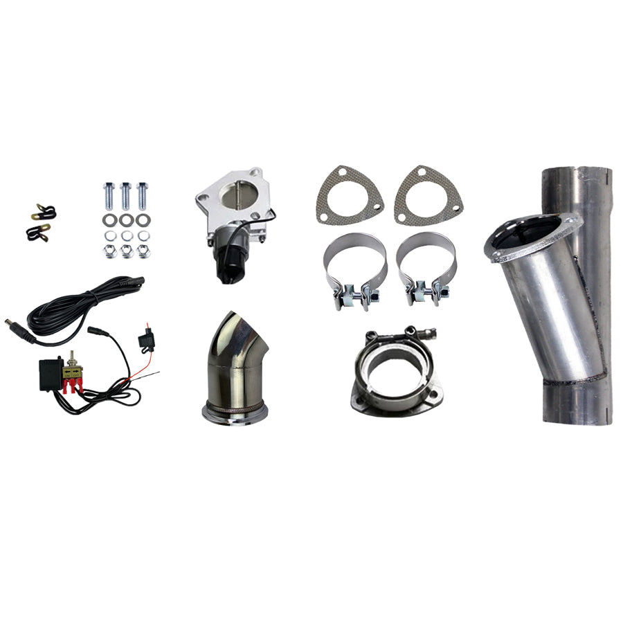Granatelli 2.5in Aluminized Mild Steel Electronic Exhaust Cutout System w/Slip Fit & Band Clamps - 303525