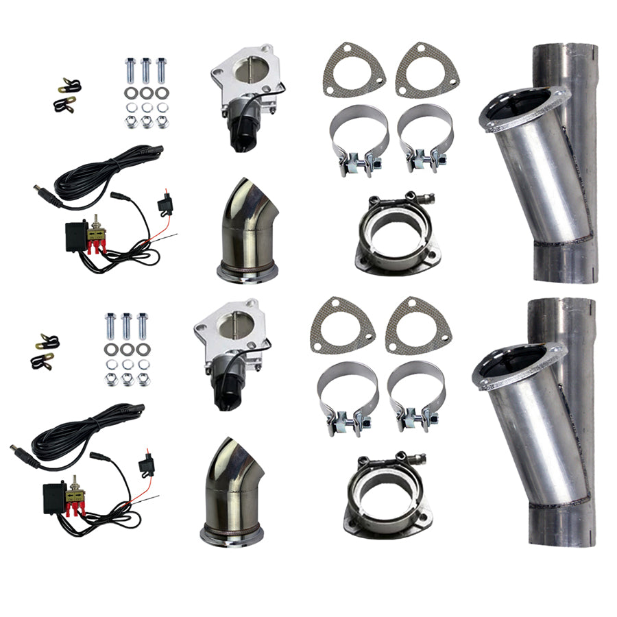 Granatelli 2.5in Aluminized Mild Steel Electronic Dual Exhaust Cutout w/Slip Fit & Band Clamp - 303525D