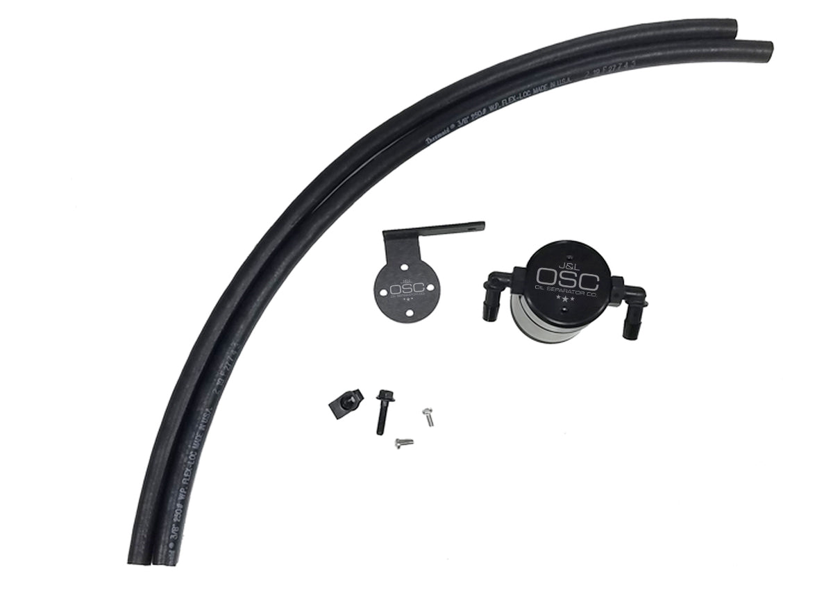 J&L 13-18 Ford Escape 2.0 EcoBoost 2.0 Oil Separator 3.0 Passenger Side - Black Anodized - 3038P-B