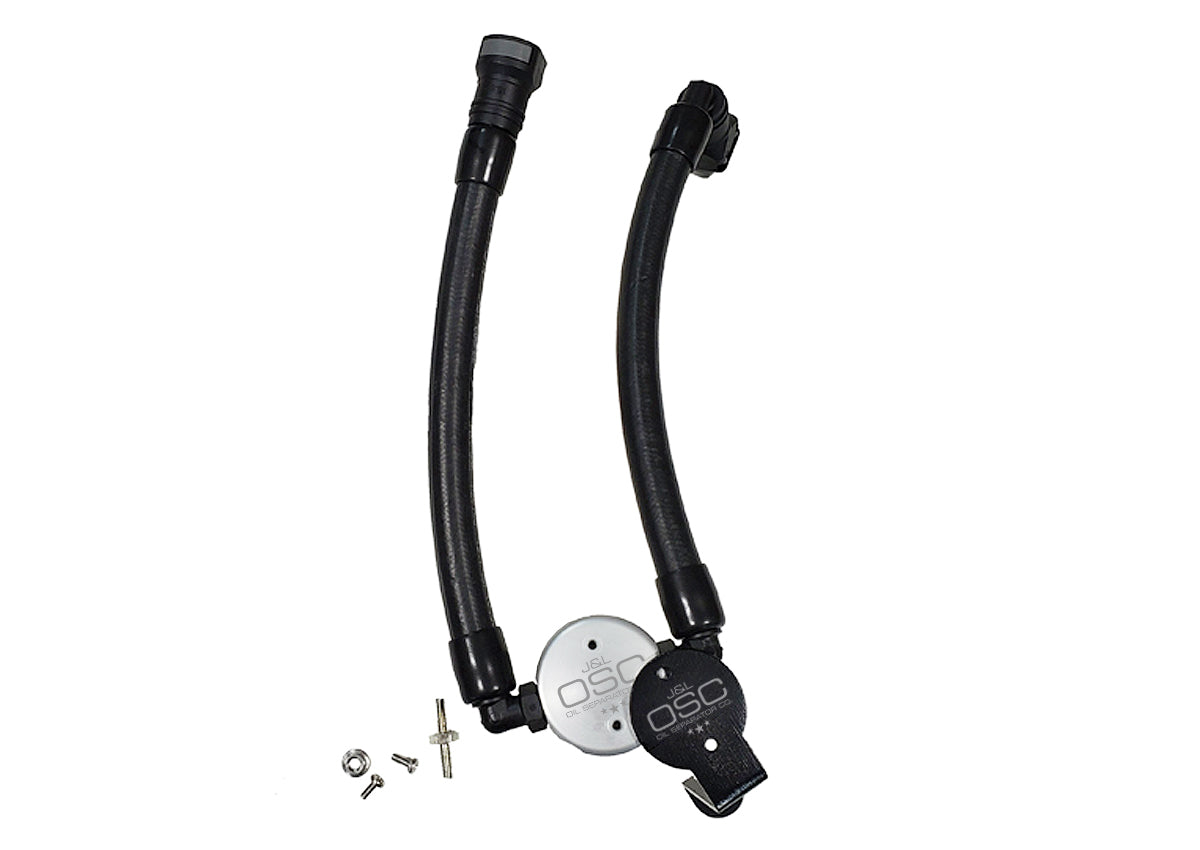 J&L 07-14 Ford Mustang GT500 Oil Separator 3.0 Passenger Side (Remote Mount) - Clear Anodized - 3040P-C