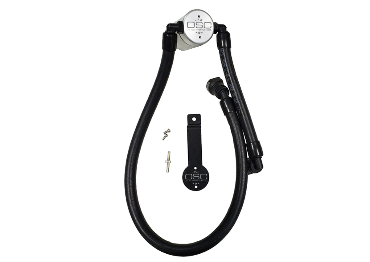 J&L Oil Separator 3.0 Passenger Side 2011-14 Mustang GT/12-13 Boss 302 Remote Mount - Clear Anodized - 3041P-C