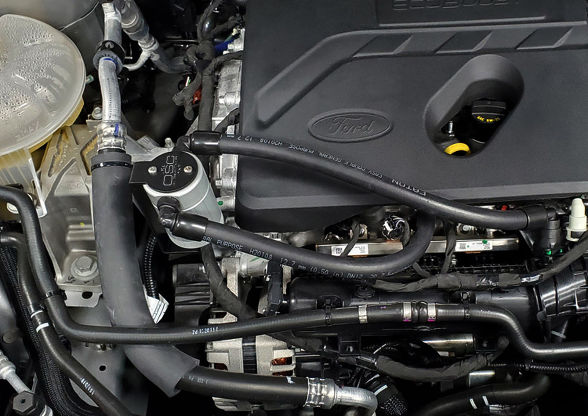 J&L 2021-2024 Ford Bronco Sport 1.5L EcoBoost Passenger Side Oil Separator 3.0 - Clear Anodized - 3043P-C