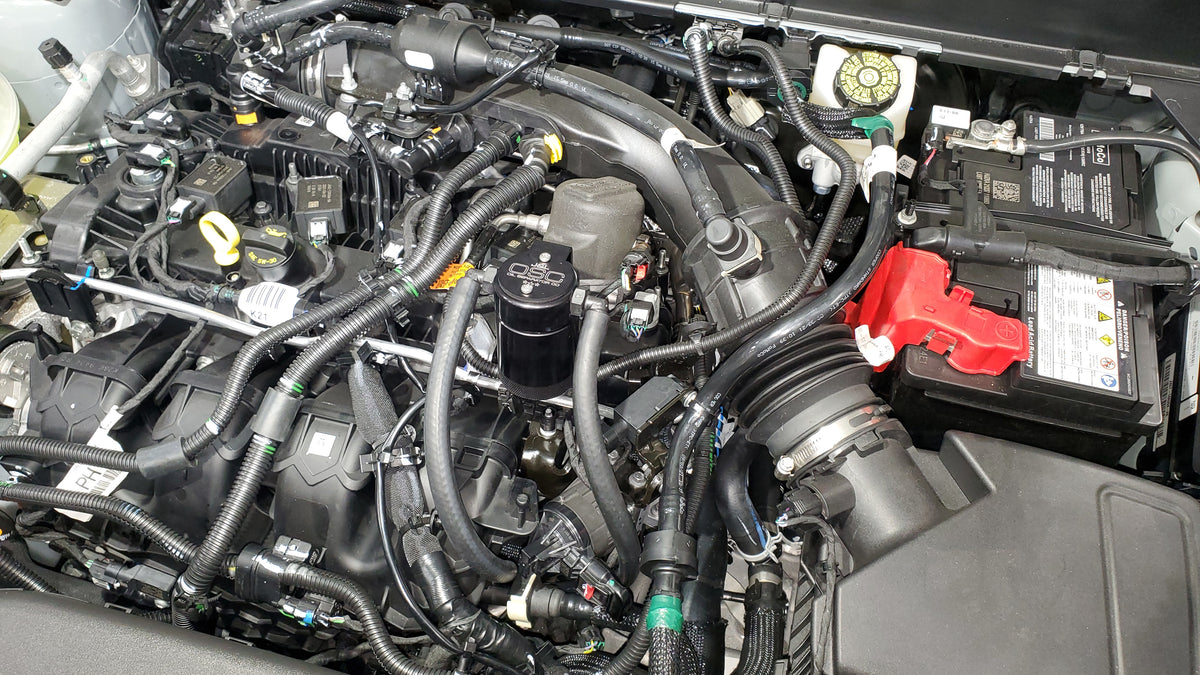J&L 19-24 Ford/Lincoln SUV & Trucks w 2.0 EcoBoost Driver Side Oil Separator 3.0 - Black Ano - 3044D-B