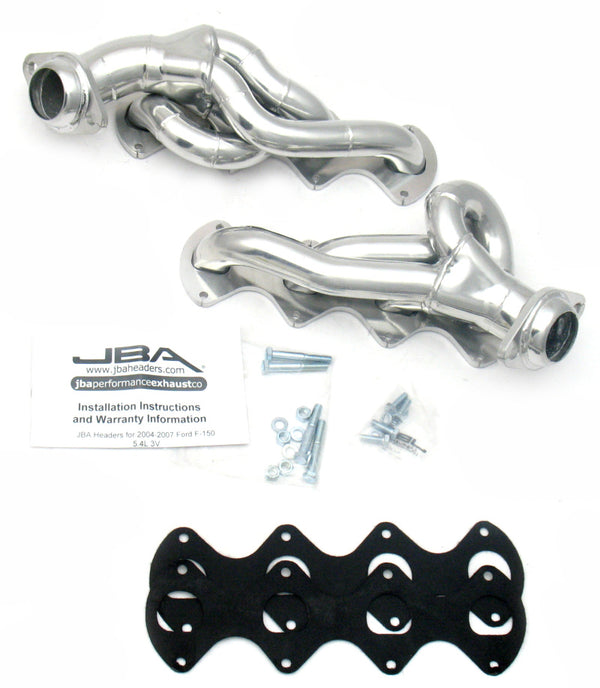 JBA 05-10 Ford F-Series 5.4L 3V 1-5/8in Primary Silver Ctd Cat4Ward Header - 1676S-1JS for 2005-2010 Ford F 250 - front view