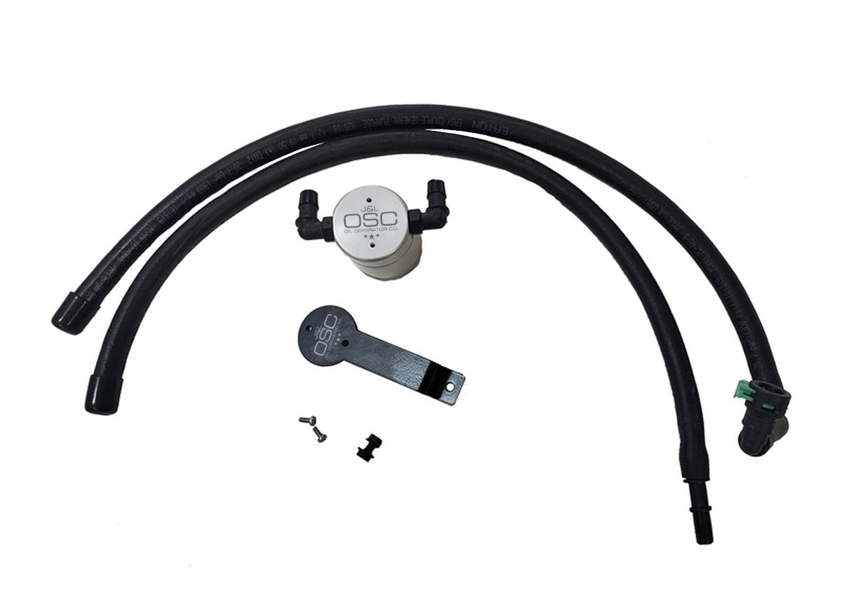 J&L 2020-2024 Ford Explorer 2.3L EcoBoost Driver Side Oil Separator 3.0 - Clear Anodized - 3055D-C