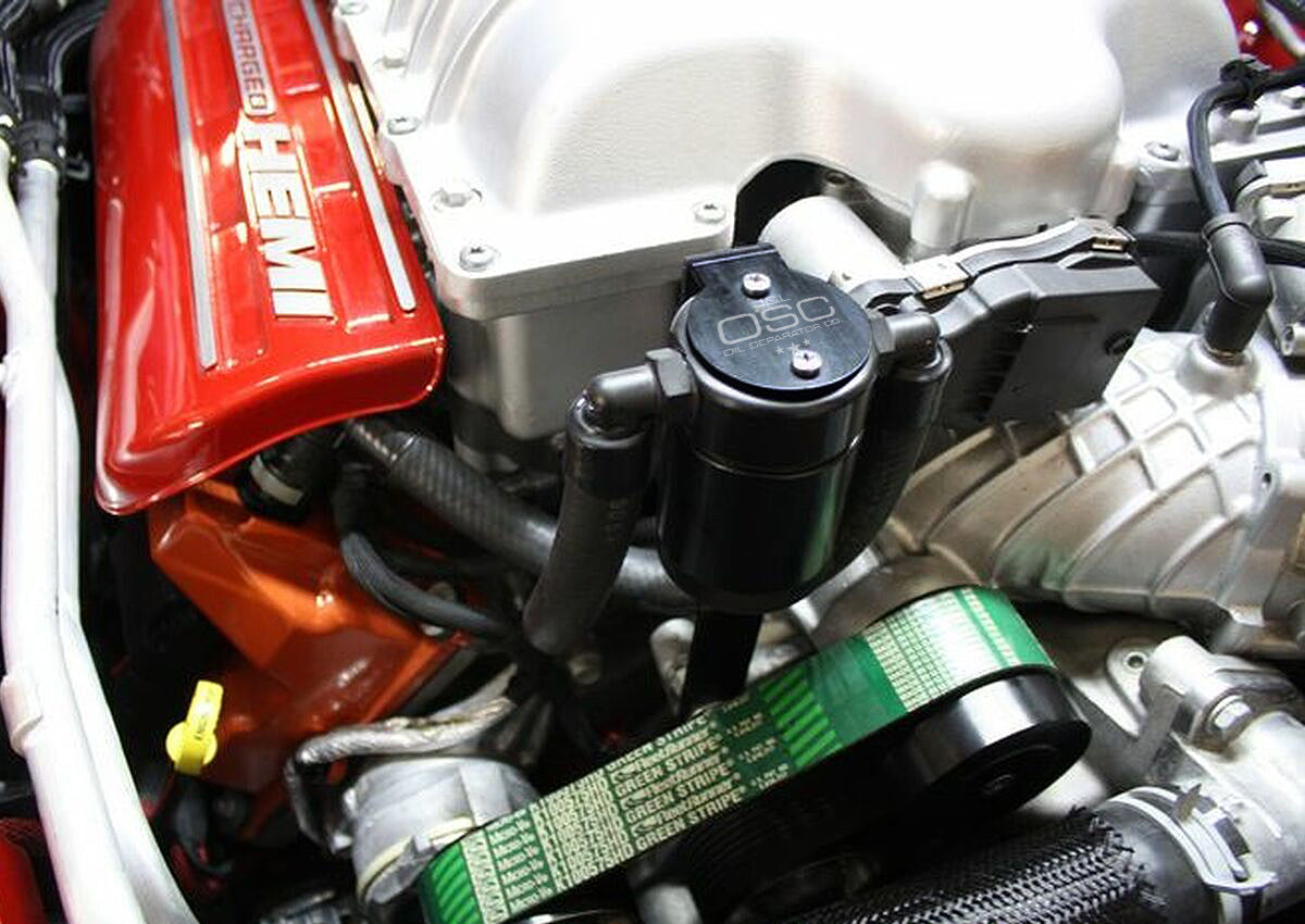 J&L 15-25 Dodge Hellcat/Demon 6.2L Hemi Passenger Side Oil Separator 3.0 - Black Anodized - 3060P-B