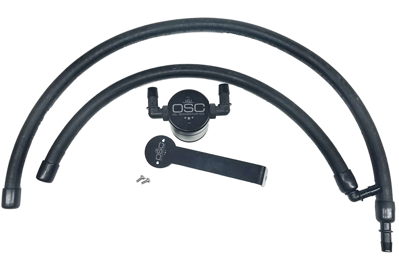J&L 09-18 Ram 1500 5.7L Passenger Side Oil Separator 3.0 - Black Anodized - 3065P-B