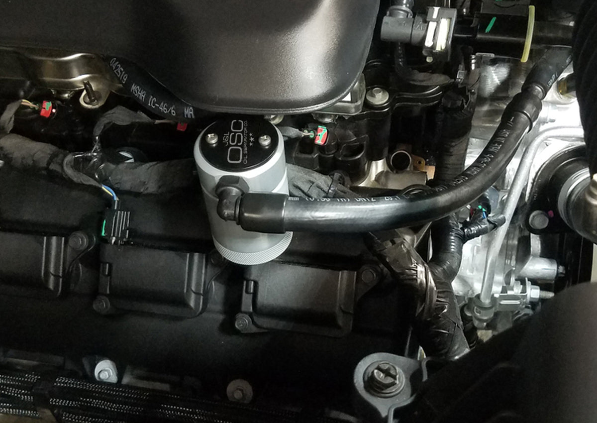 J&L 2019-2024 Dodge Ram 1500 5.7L Oil Separator 3.0 Passenger Side - Clear Anodized - 3067P-C