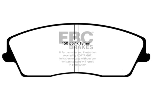 EBC 05-09 Chrysler 300 2.7 Ultimax2 Front Brake Pads - UD1056 for 2006-2023 Dodge Charger - front view