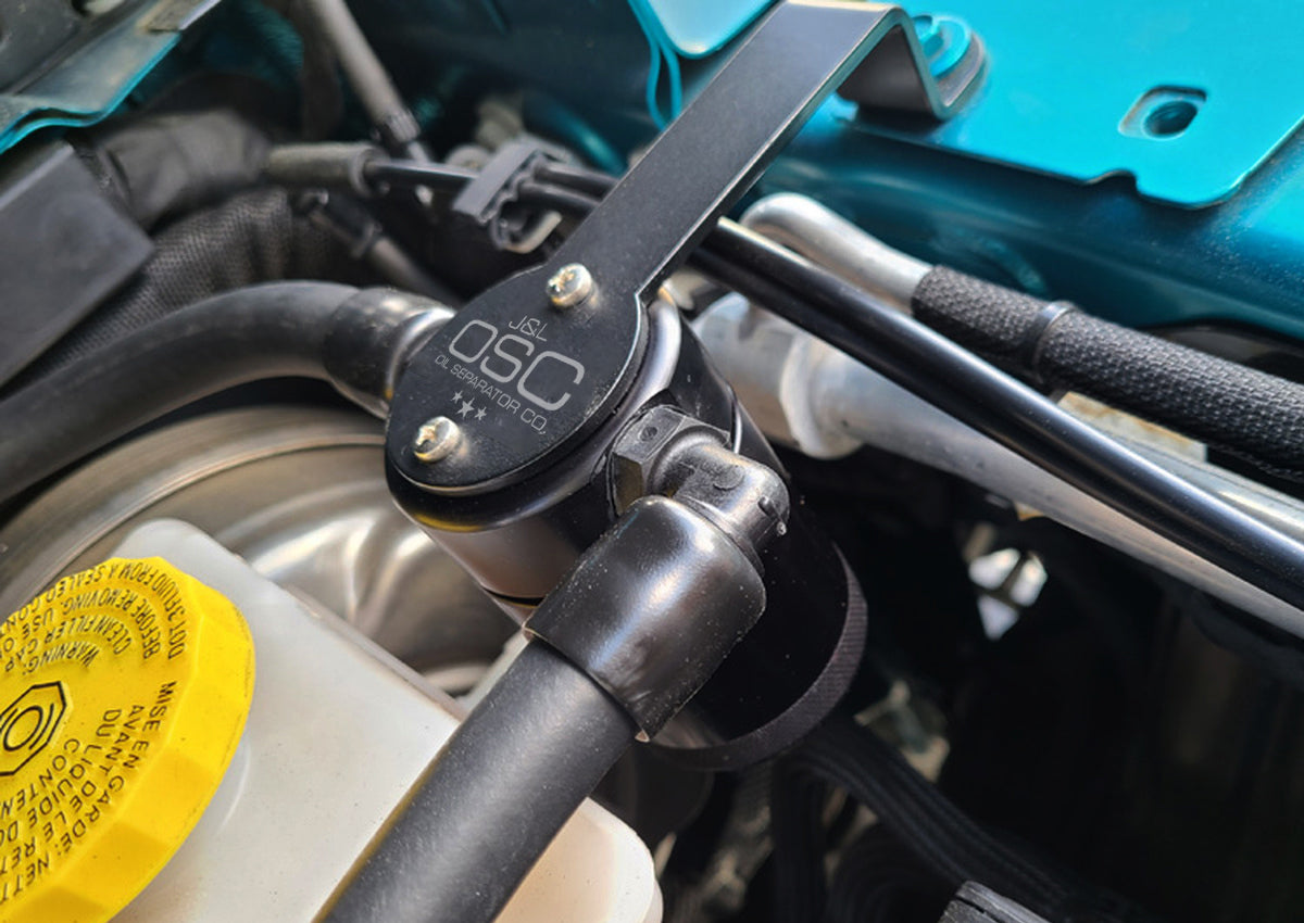 J&L 20-24 Jeep Wrangler 2.0L Driver Side Oil Separator 3.0 - Black Anodized - 3070D-B