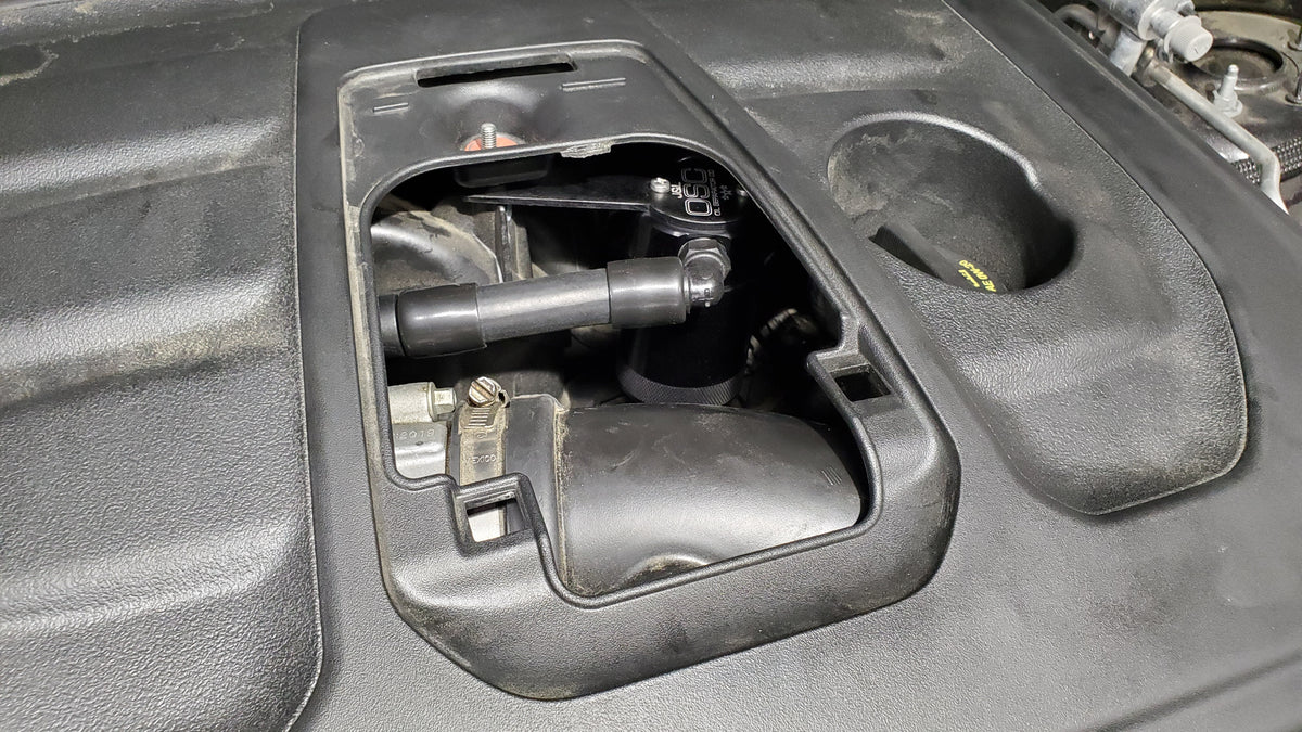 J&L 16-24 Dodge Durango / Jeep Grand Cherokee 3.6L Oil Separator 3.0 Passenger Side - Black Anod - 3074P-B