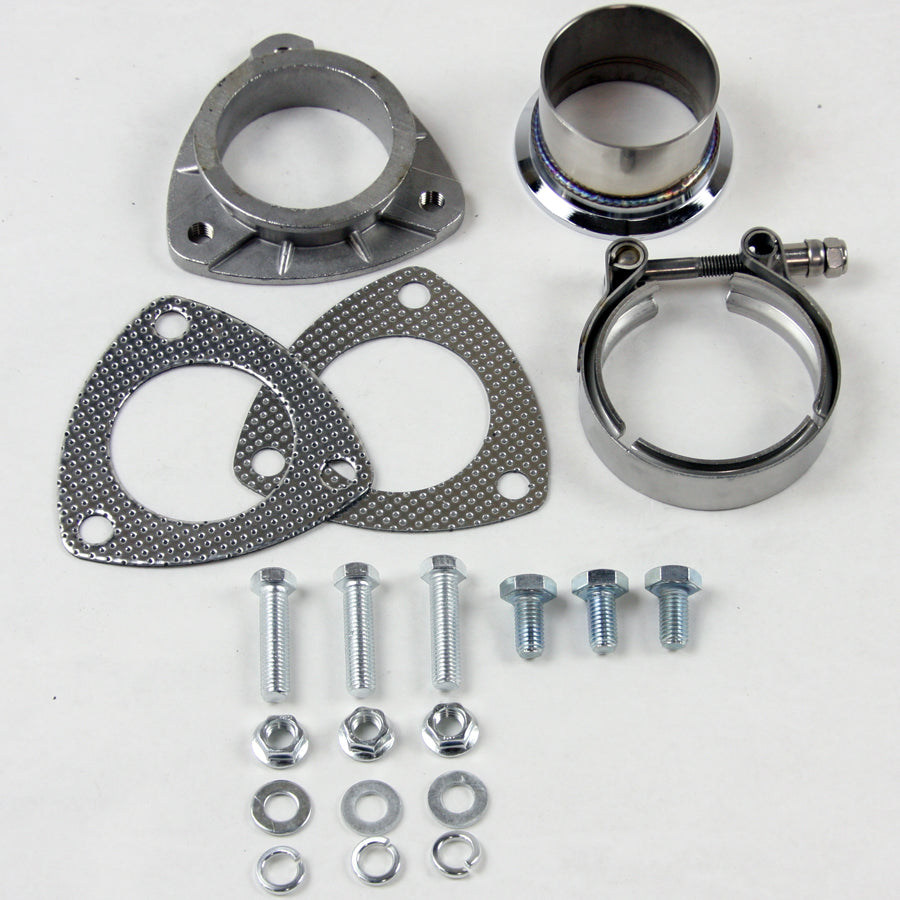 Granatelli 2.5in V-Band to Straight Connection Cutout w/Gaskets (3-Bolt) - 307525-3