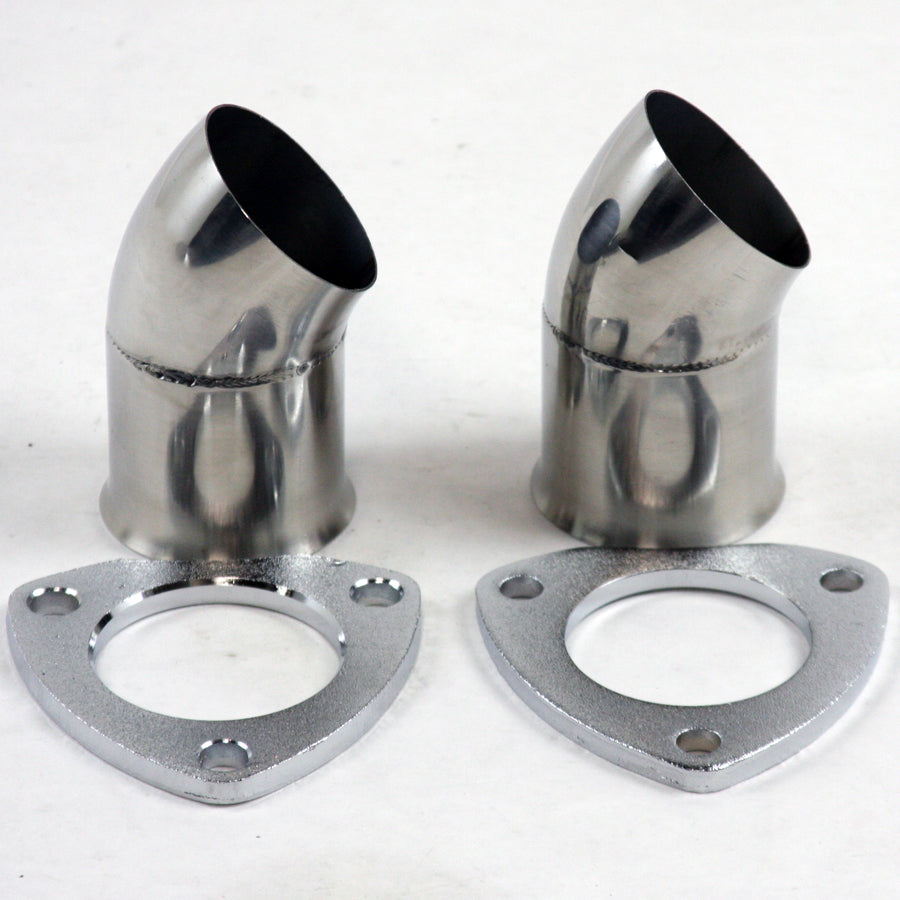 Granatelli 3.0in 304SS Turn Down w/3-Bolt Flange & Gaskets (Pair) - 307530-2
