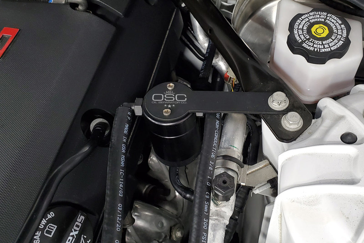 J&L 16-24 Chevrolet Camaro LT1 6.2L Driver Side Oil Separator 3.0 - Black Anodized - 3081D-B
