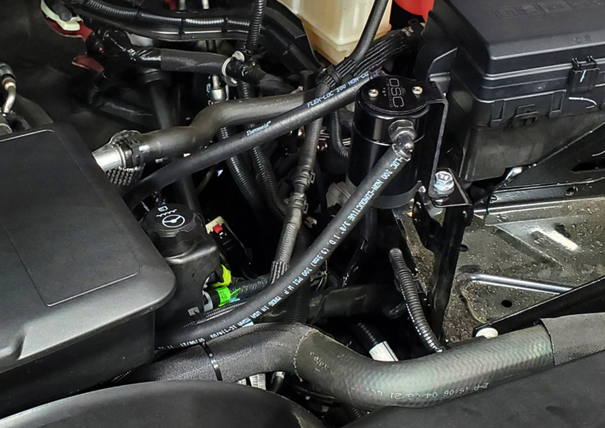 J&L 20-25 Chevy Silverado/GMC Sierra 2500/3500 6.6L Drivers Side Oil Separator 3.0 - Black Anodi - 3089D-B
