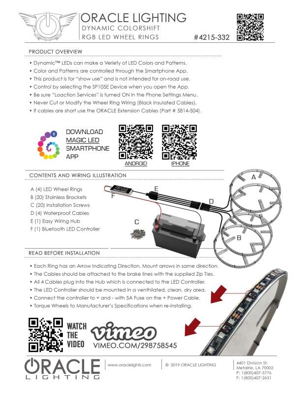 Oracle LED Illuminated Wheel Rings - ColorSHIFT Dynamic - ColorSHIFT - Dynamic SEE WARRANTY - 4215-332